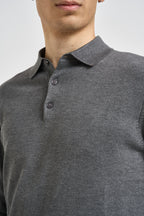 Polo uomo a maniche lunghe in maglia grigio MK990004 GRIGIOMEL MARKUP 
