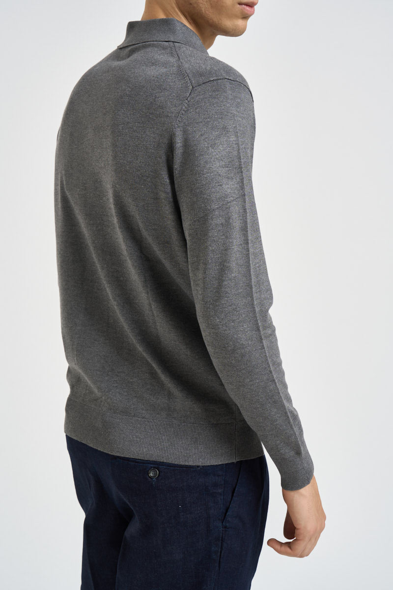 Polo uomo a maniche lunghe in maglia grigio MK990004 GRIGIOMEL MARKUP 