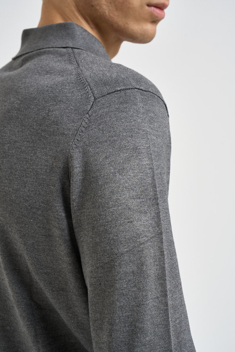 Polo uomo a maniche lunghe in maglia grigio MK990004 GRIGIOMEL MARKUP 