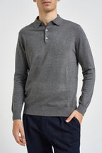 Polo uomo a maniche lunghe in maglia grigio MK990004 GRIGIOMEL MARKUP 