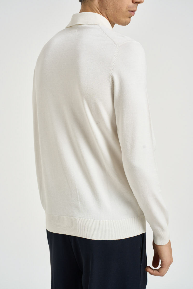 Polo uomo a maniche lunghe in maglia panna MK990004 LATTE MARKUP 