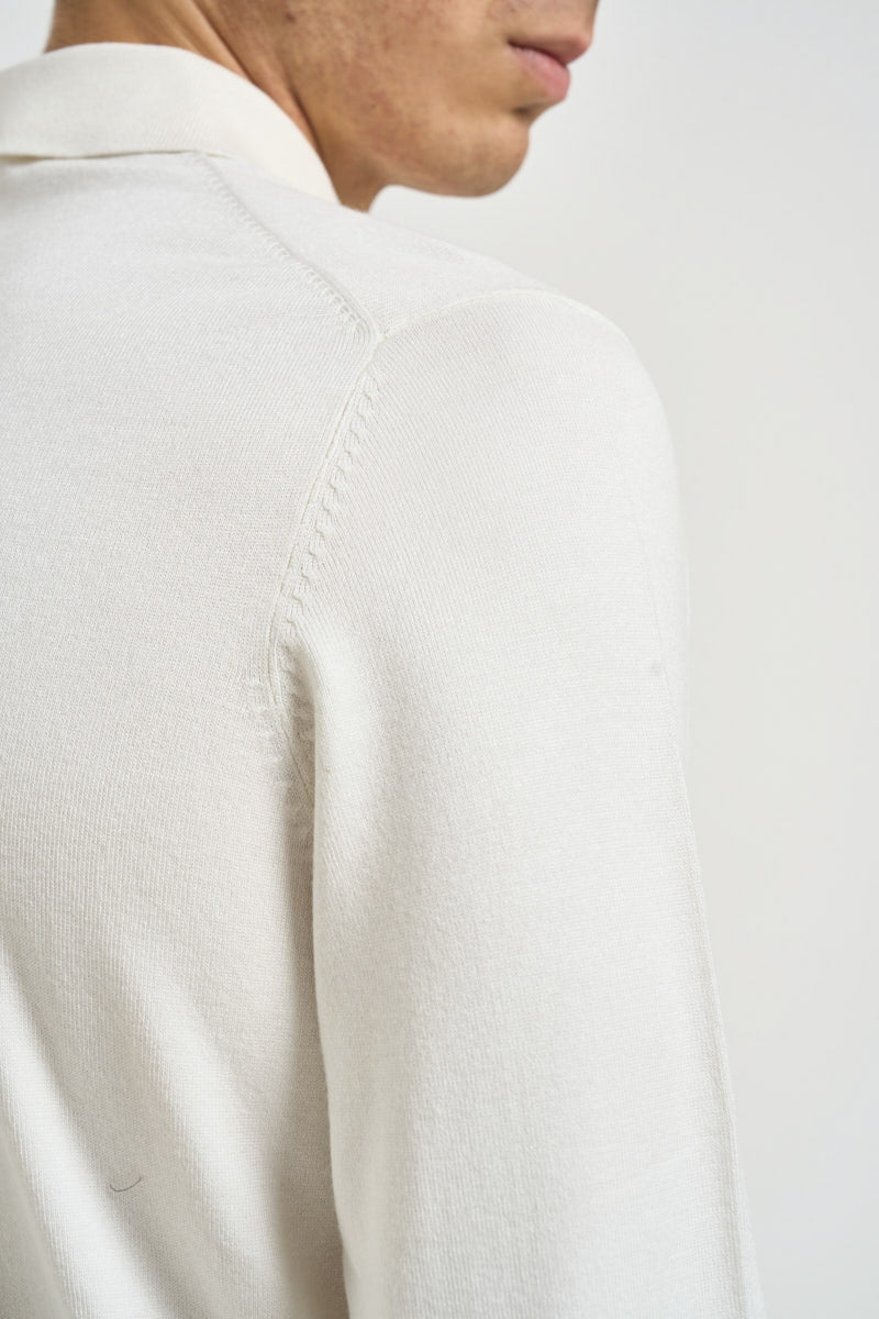 Polo uomo a maniche lunghe in maglia panna MK990004 LATTE MARKUP 