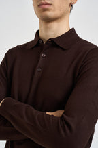 Polo uomo a maniche lunghe in maglia marrone MK990004 MORO MARKUP 