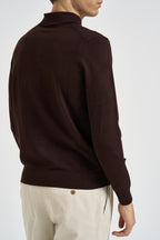 Polo uomo a maniche lunghe in maglia marrone MK990004 MORO MARKUP 