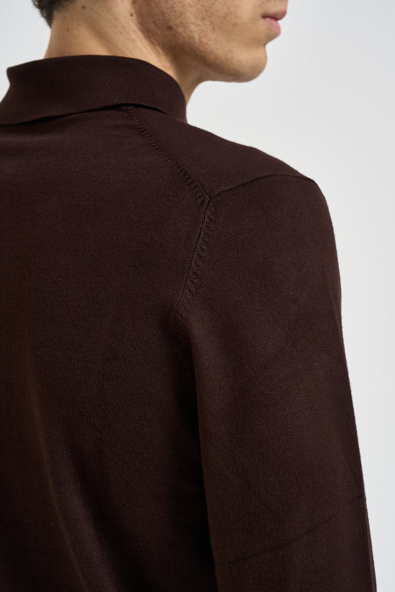 Polo uomo a maniche lunghe in maglia marrone MK990004 MORO MARKUP 