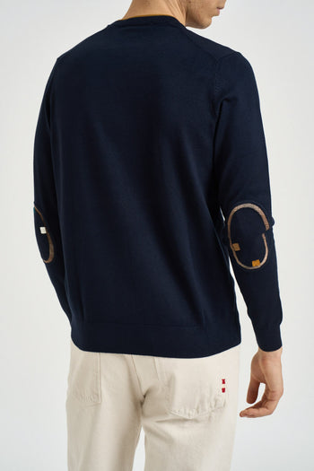 Maglia uomo girocollo in punto riso blu navy - 4