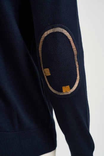 Maglia uomo girocollo in punto riso blu navy - 5