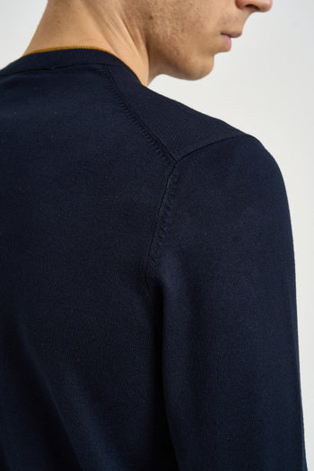 Maglia uomo girocollo in punto riso blu navy - 6