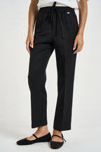 Pantalone donna con coulisse nero MW25107 NERO MARKUP 