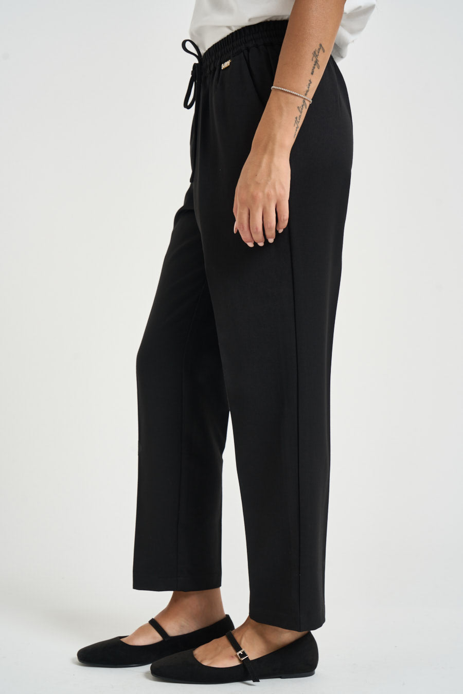 Pantalone donna con coulisse nero MW25107 NERO MARKUP 