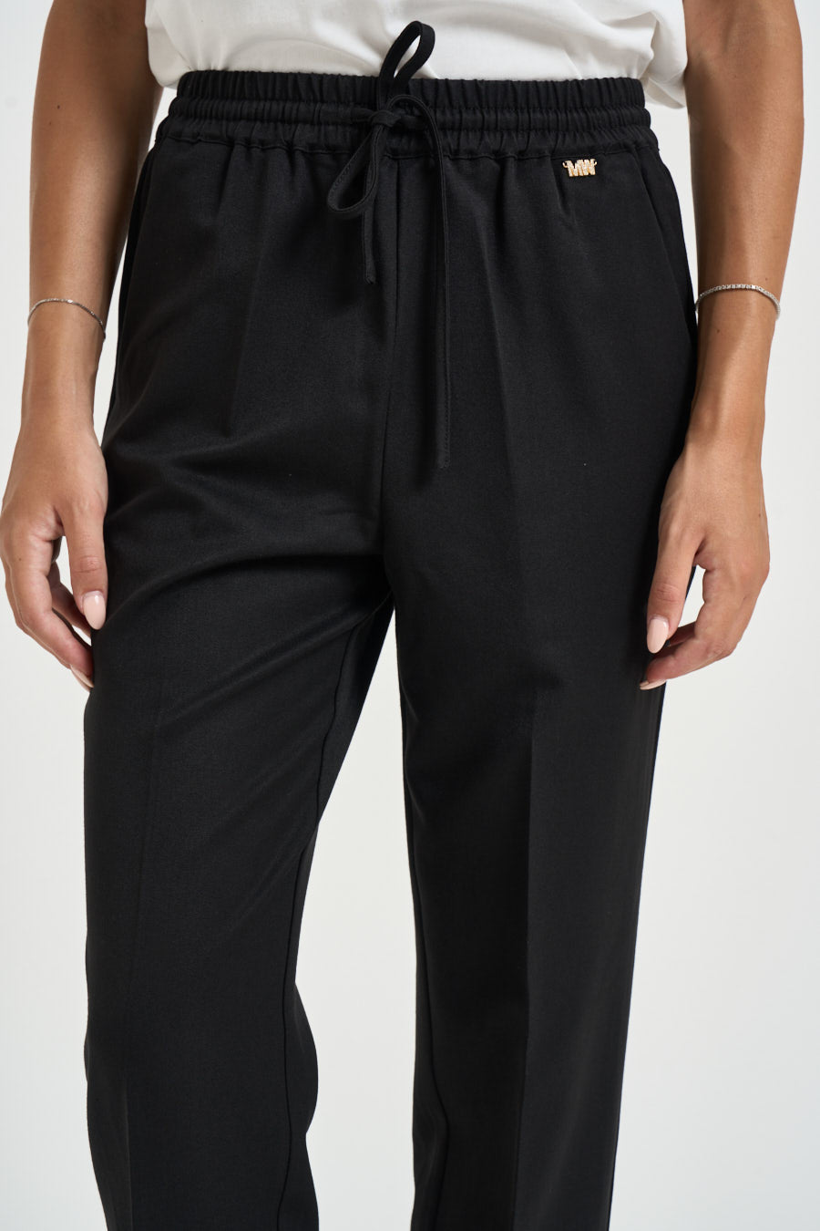 Pantalone donna con coulisse nero MW25107 NERO MARKUP 