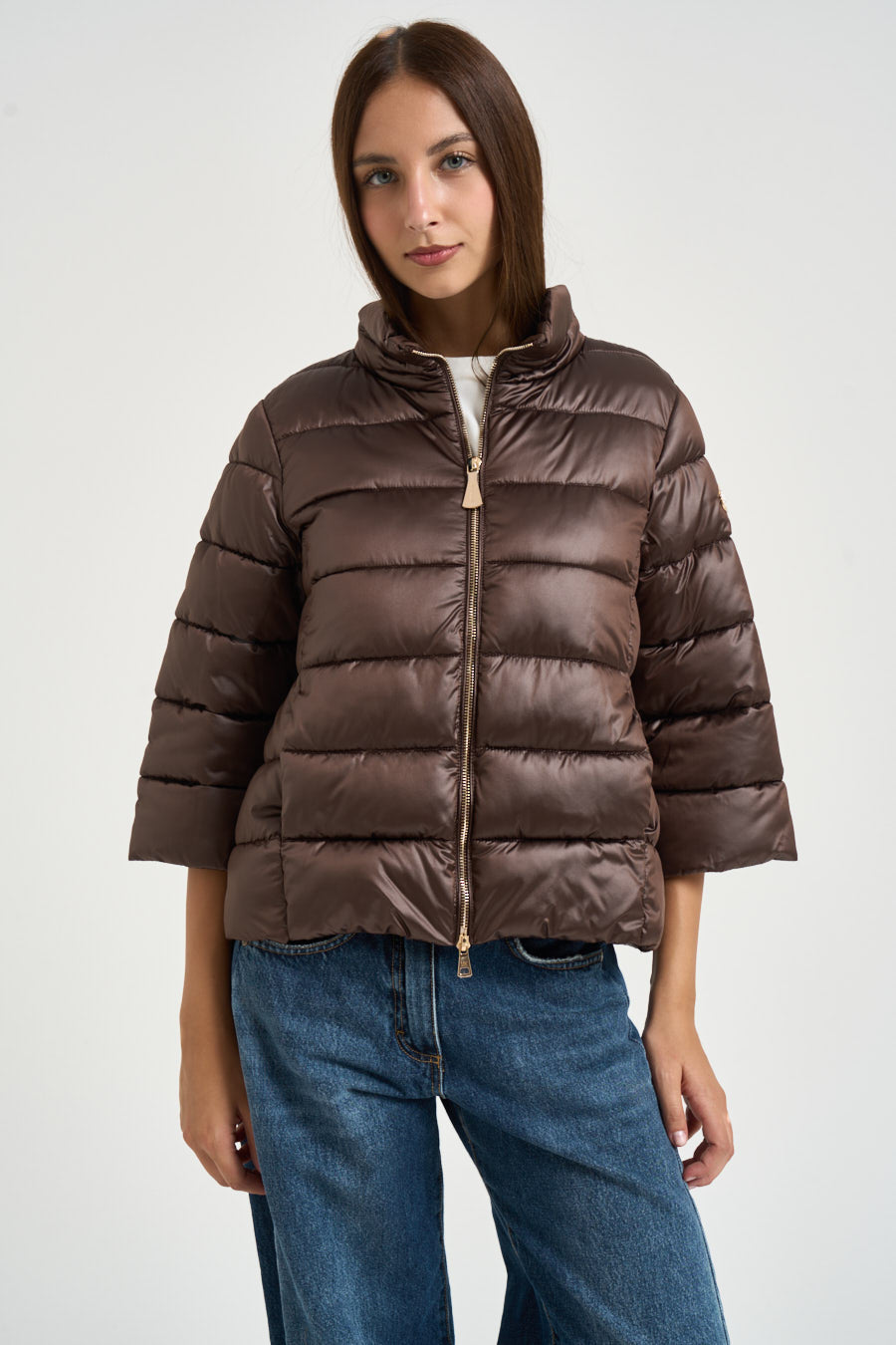 Piumino donna corto moro MW2640015 CACAO MARKUP 