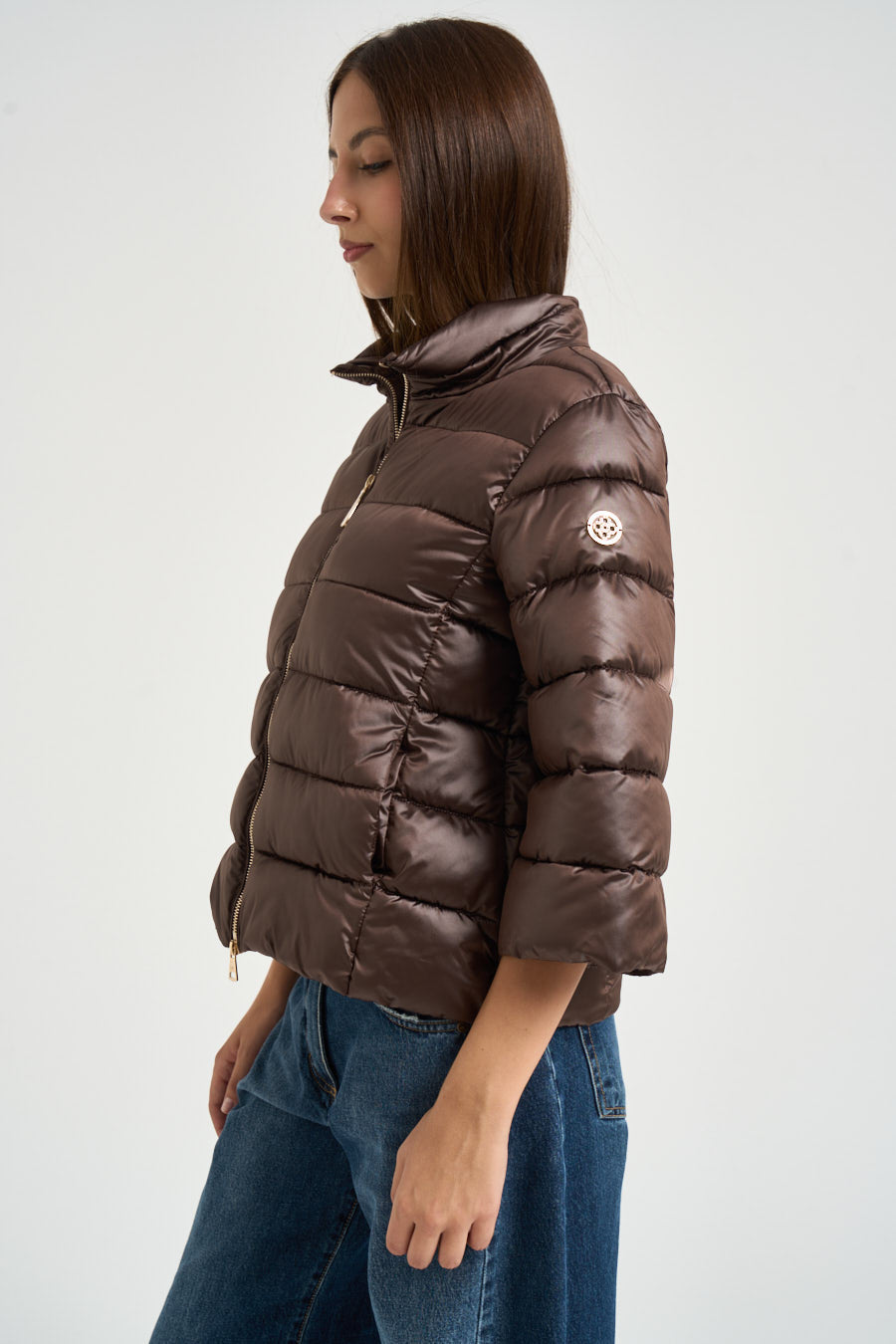Piumino donna corto moro MW2640015 CACAO MARKUP 