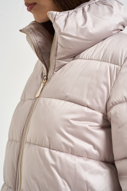 Piumino donna con collo alto cipria - 2