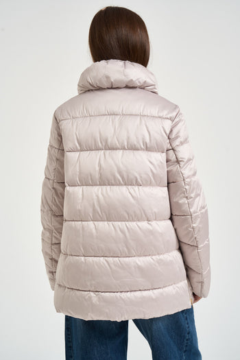 Piumino donna con collo alto cipria - 3