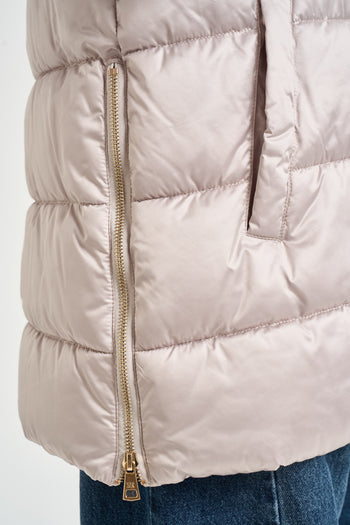 Piumino donna con collo alto cipria - 5