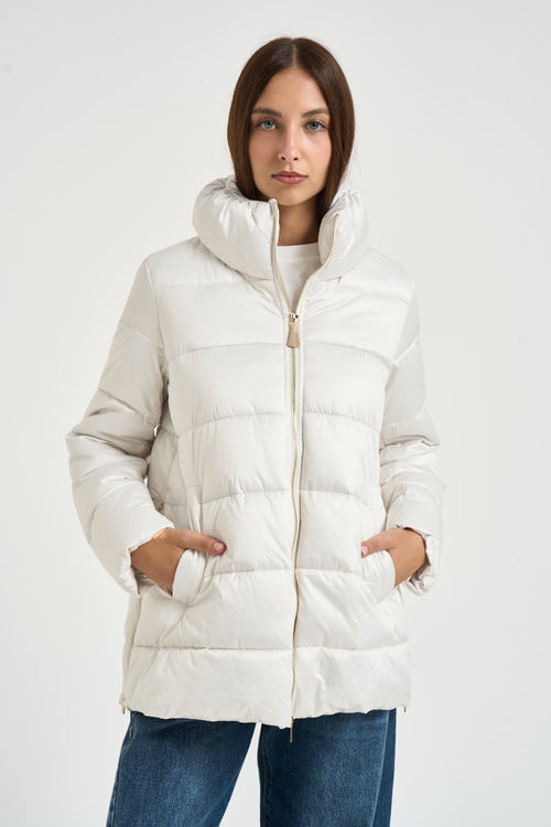 Piumino donna con collo alto bianco - 1