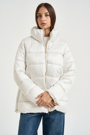 Piumino donna con collo alto bianco - 3