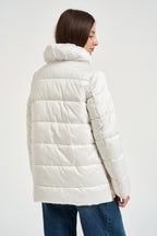 Piumino donna con collo alto bianco MW2640029 LATTE MARKUP 