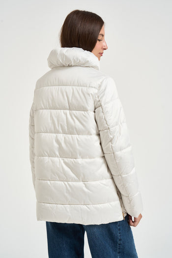 Piumino donna con collo alto bianco - 4