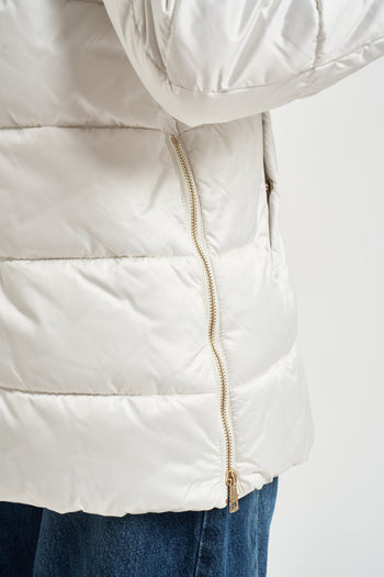 Piumino donna con collo alto bianco - 5