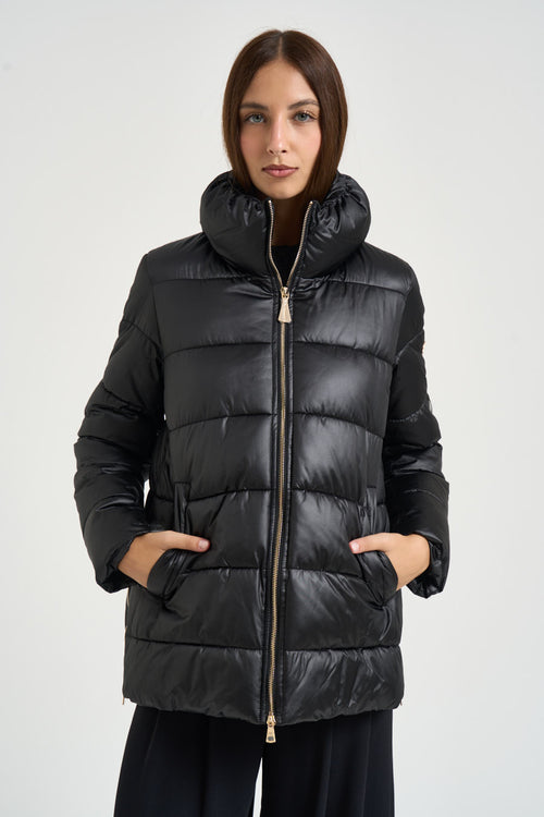 Piumino donna con collo alto nero - 1
