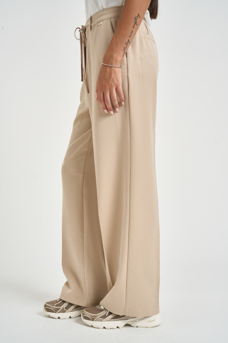 Pantalone donna con coulisse in lurex beige MW2650102 CASHA MARKUP 