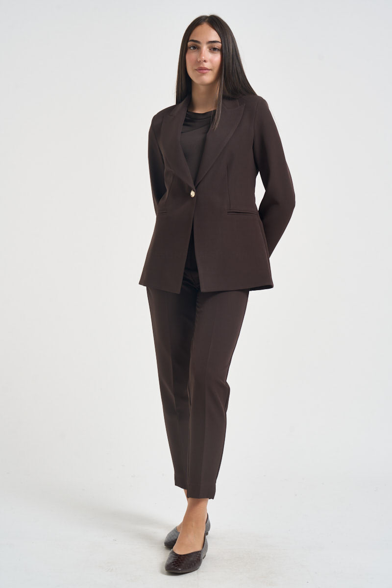Blazer donna monopetto marrone scuro 26IB187 COFFEE MARYLEY 