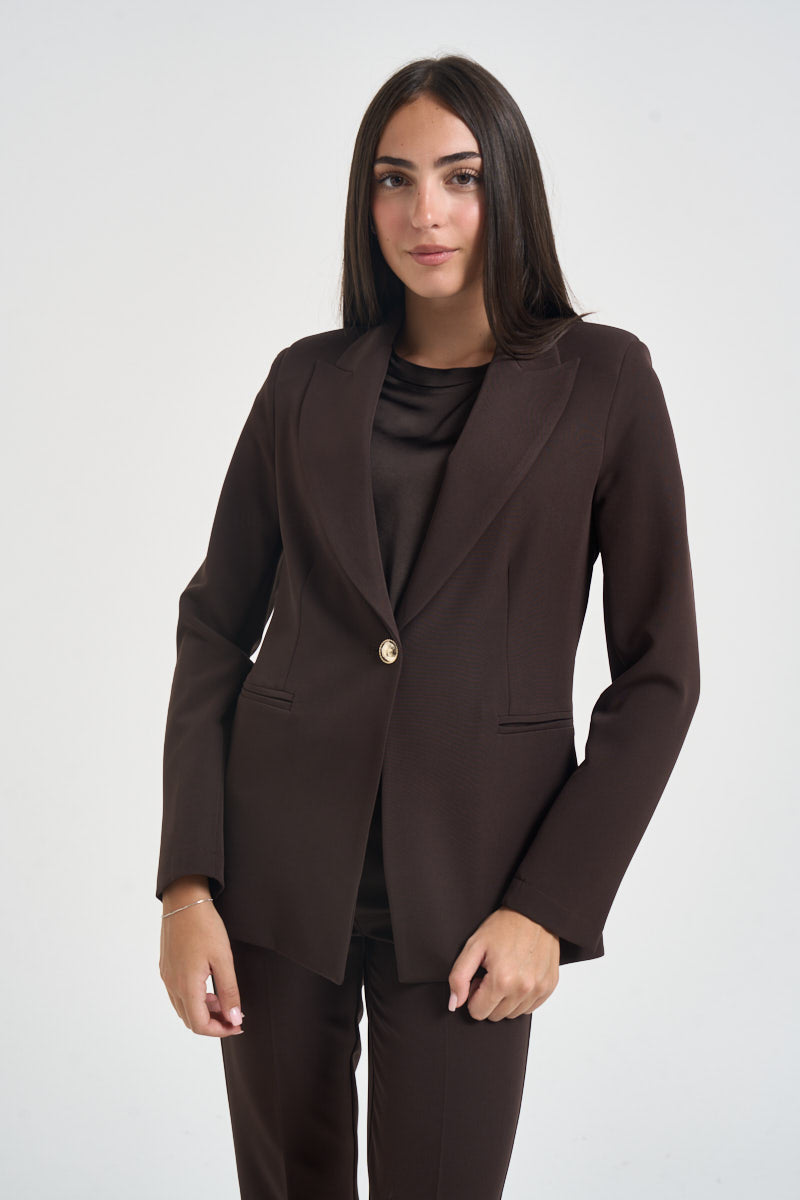 Blazer donna monopetto marrone scuro 26IB187 COFFEE MARYLEY 