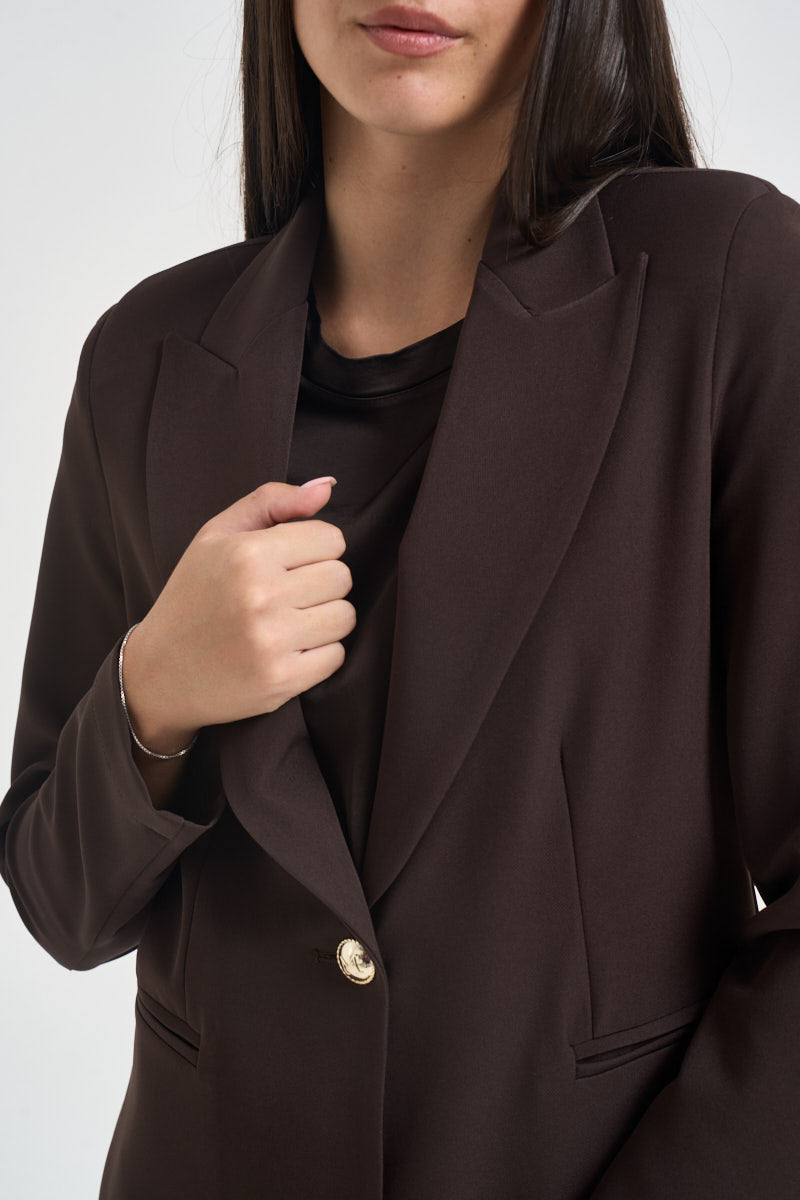 Blazer donna monopetto marrone scuro 26IB187 COFFEE MARYLEY 