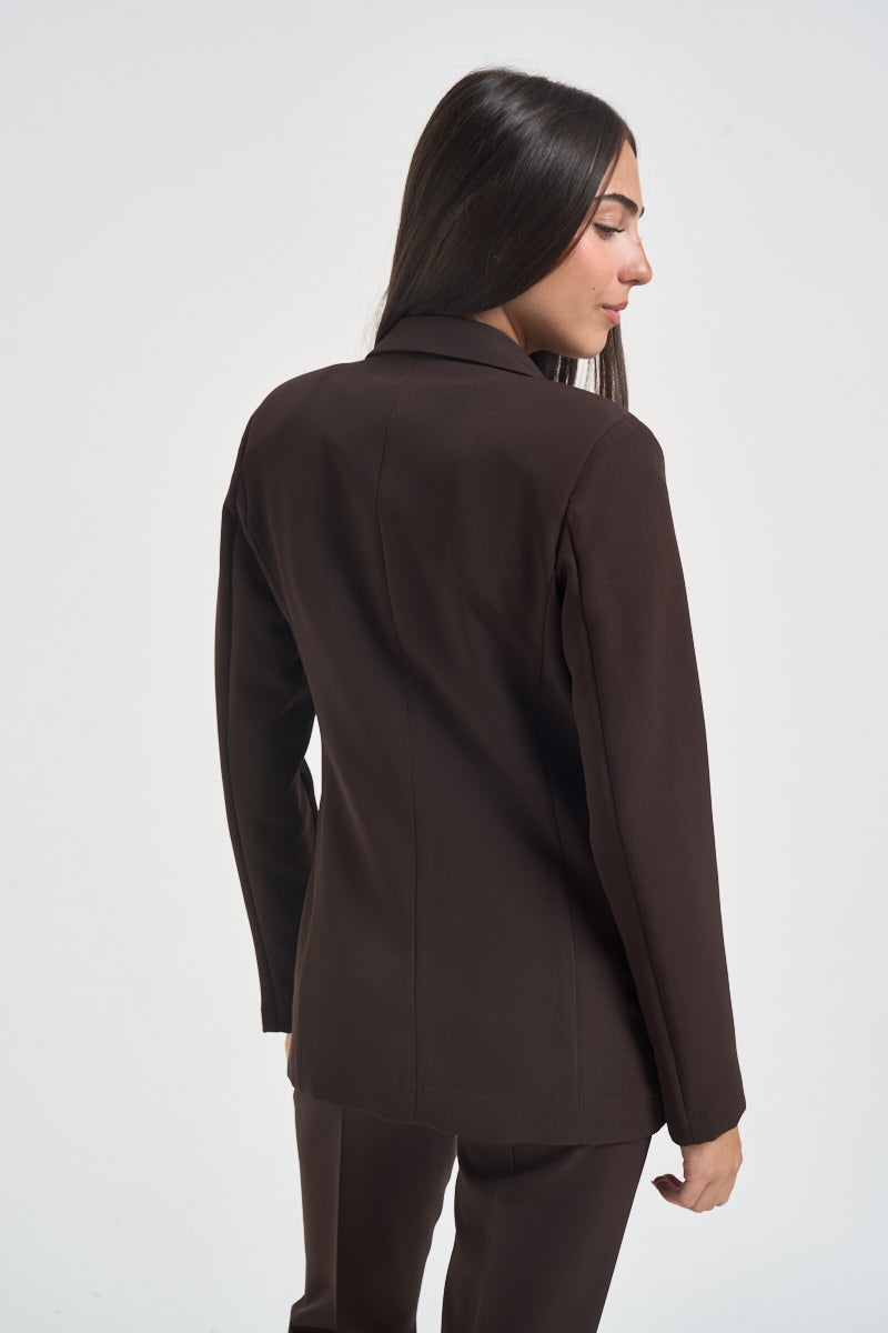 Blazer donna monopetto marrone scuro 26IB187 COFFEE MARYLEY 