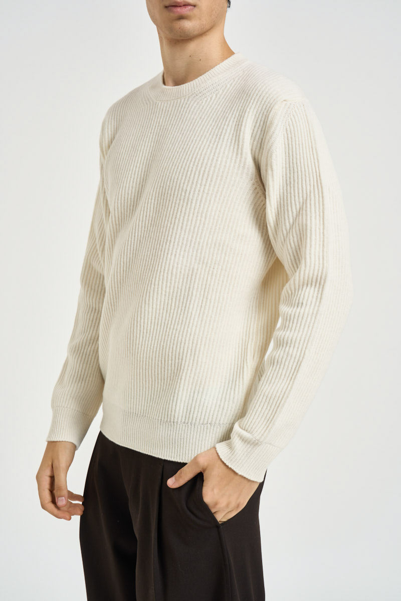 Maglia uomo girocollo a coste panna 1300 125 MASQ 
