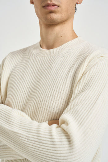 Maglia uomo girocollo a coste panna - 3