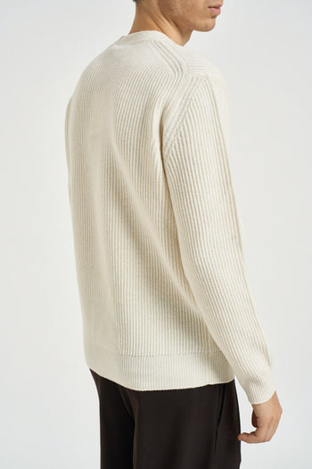 Maglia uomo girocollo a coste panna - 4