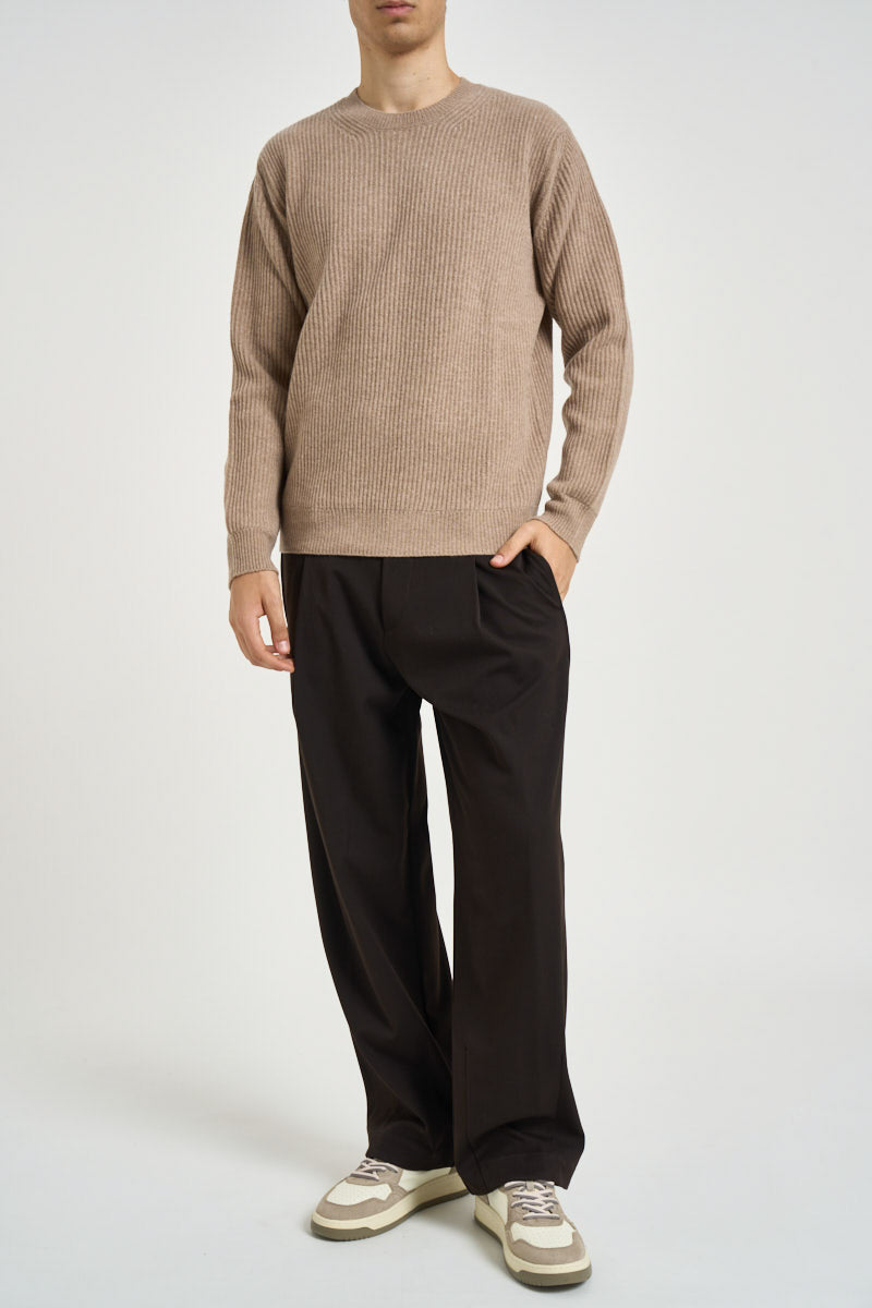 Maglia uomo girocollo a coste beige mélange 1300 150 MASQ 