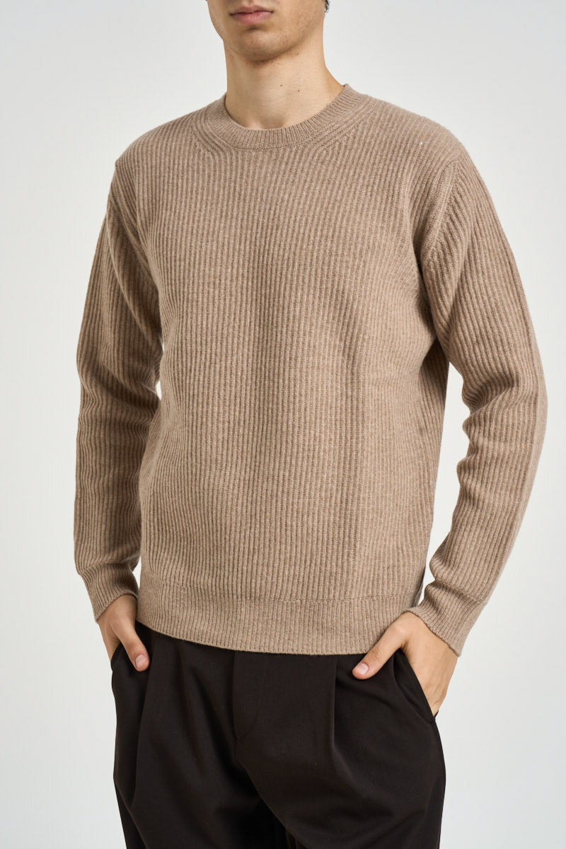 Maglia uomo girocollo a coste beige mélange 1300 150 MASQ 