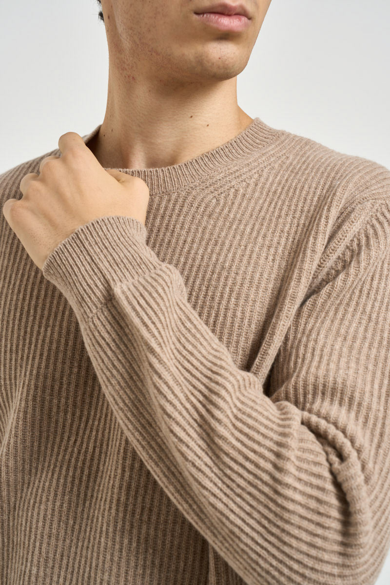 Maglia uomo girocollo a coste beige mélange 1300 150 MASQ 