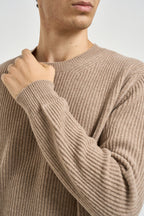 Maglia uomo girocollo a coste beige mélange 1300 150 MASQ 