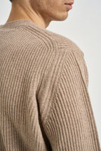 Maglia uomo girocollo a coste beige mélange 1300 150 MASQ 