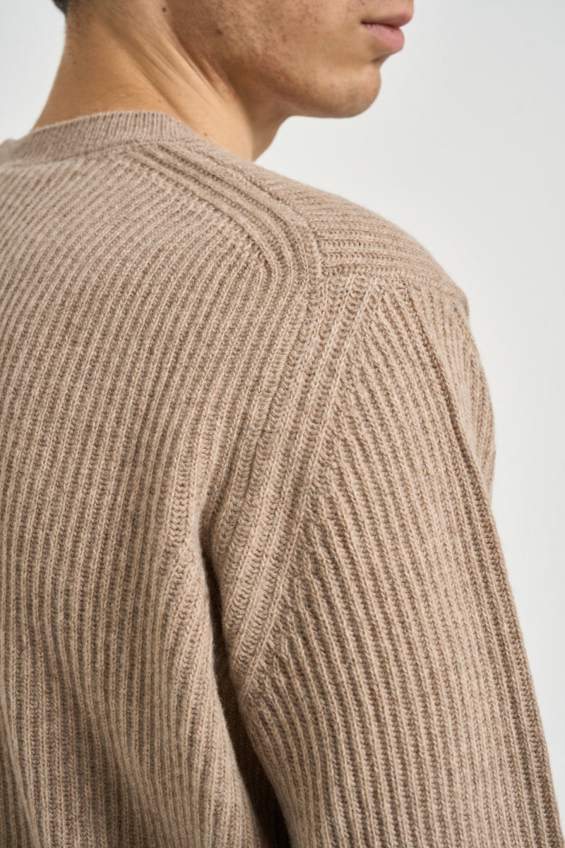 Maglia uomo girocollo a coste beige mélange 1300 150 MASQ 