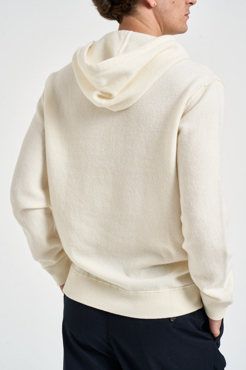 Maglia uomo con cappuccio bianco latte 1383 125 MASQ 