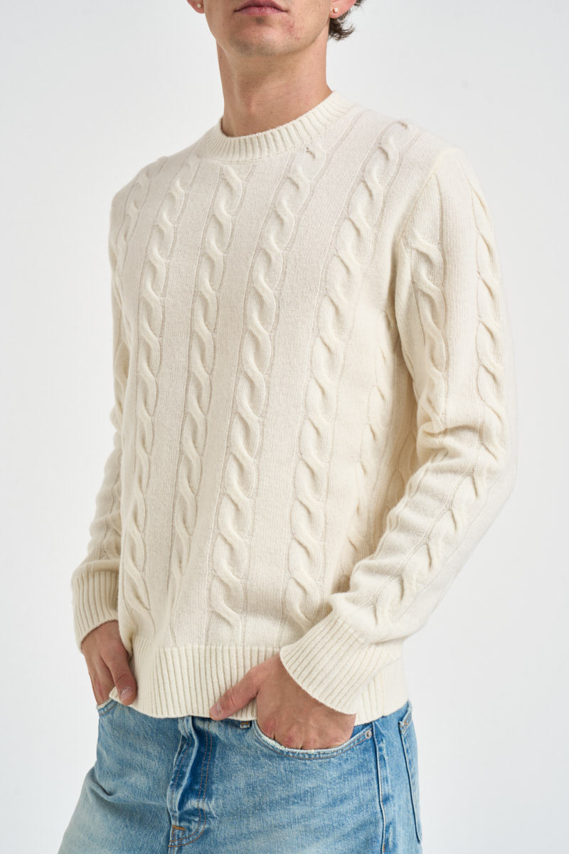 Maglione uomo a trecce bianco panna 1510 125 MASQ 