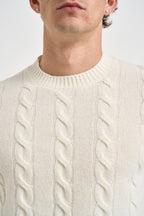 Maglione uomo a trecce bianco panna 1510 125 MASQ 