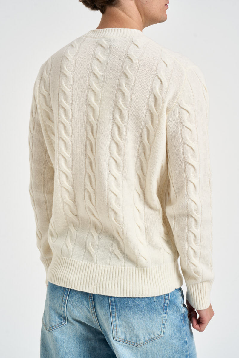 Maglione uomo a trecce bianco panna 1510 125 MASQ 