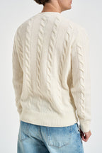 Maglione uomo a trecce bianco panna 1510 125 MASQ 