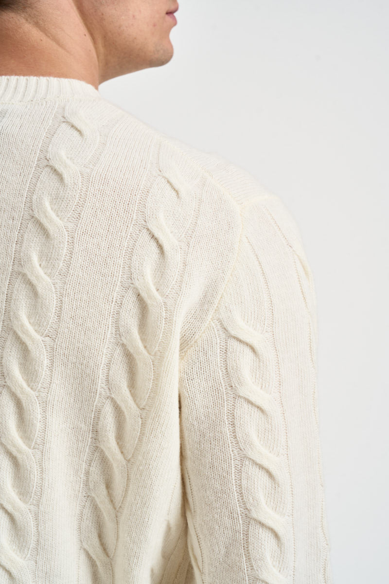 Maglione uomo a trecce bianco panna 1510 125 MASQ 