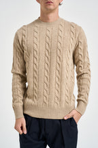 Maglione uomo a trecce bianco cammello 1510 150 MASQ 