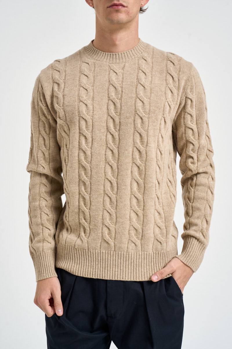 Maglione uomo a trecce bianco cammello 1510 150 MASQ 