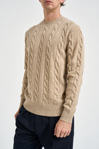 Maglione uomo a trecce bianco cammello 1510 150 MASQ 