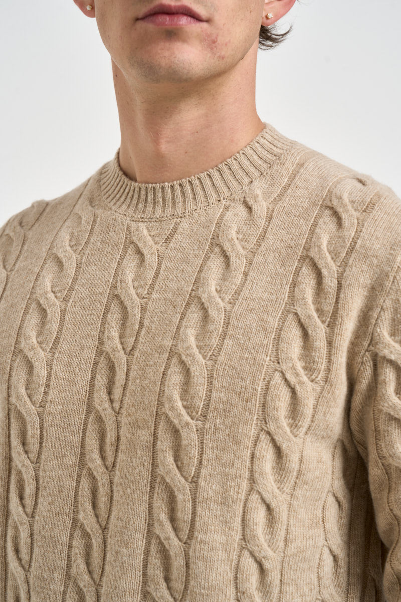 Maglione uomo a trecce bianco cammello 1510 150 MASQ 